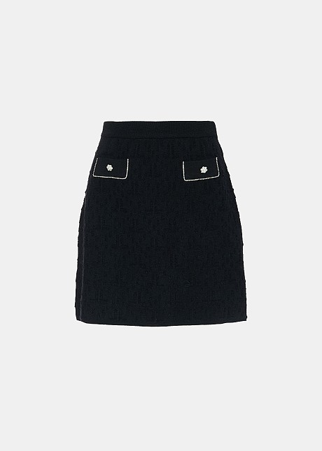 Knitted skirt with rib monogram