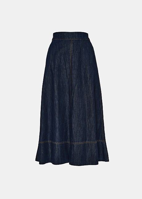 Denim circle midi skirt