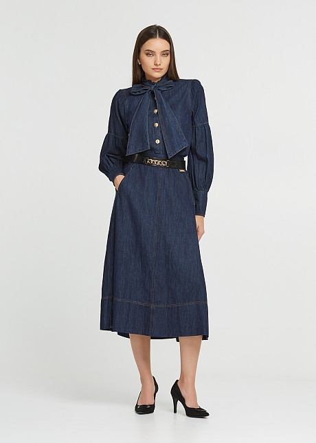 Denim circle midi skirt