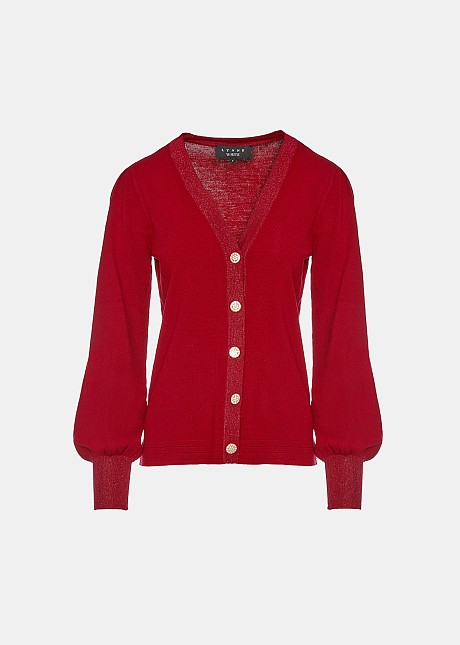 Cardigan with V neckline and lurex detail