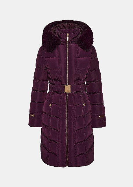 Longline puffer jacket with hood