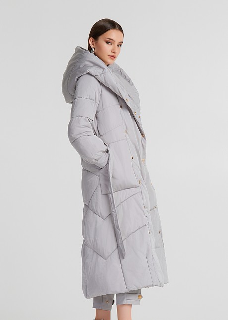 Longline puffer jacket with bold hood