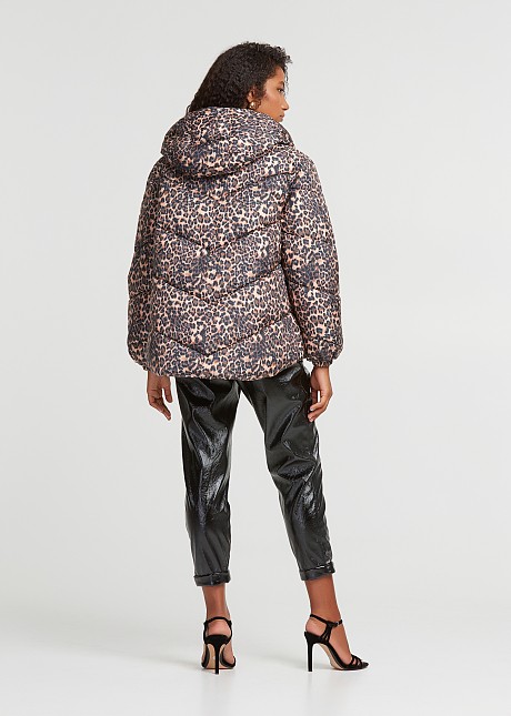 Animal print puffer