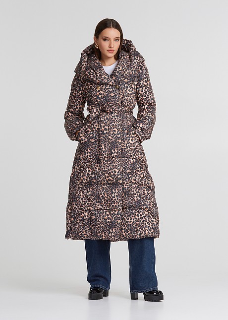 Leopard print puffer coat on sale