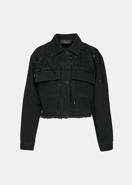 Black denim jacket with embellishment LYNNE