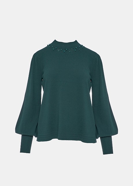 High neck knitted blouse