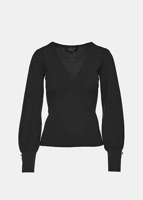 Sweater with V neckline and bold sleeves