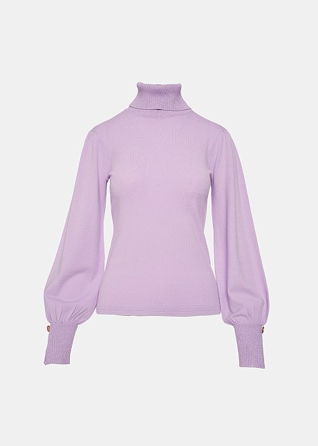 Turtleneck sweater with lurex fabric in the endings