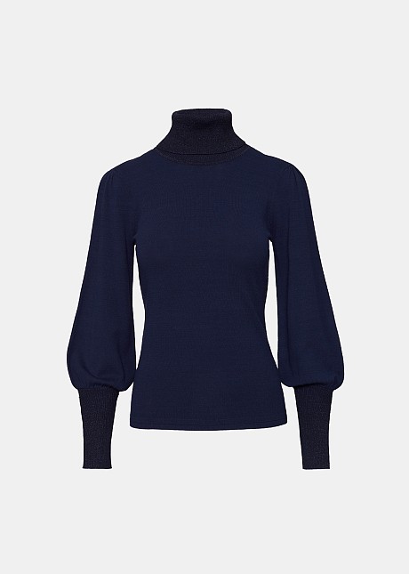 Turtleneck sweater with lurex fabric in the endings