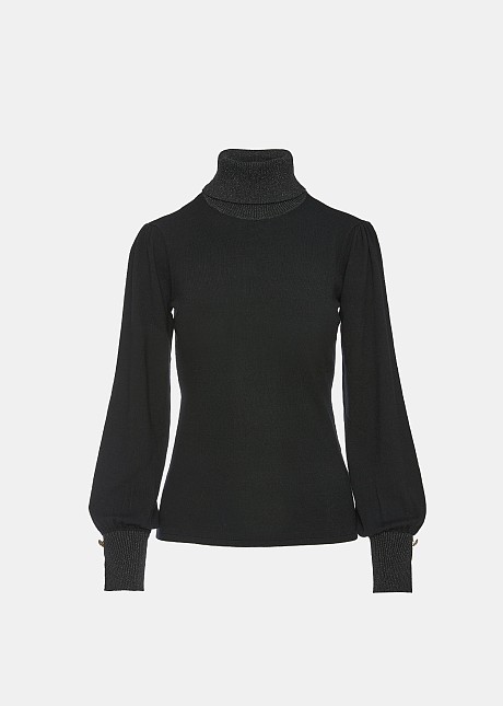 Turtleneck sweater with lurex fabric in the endings