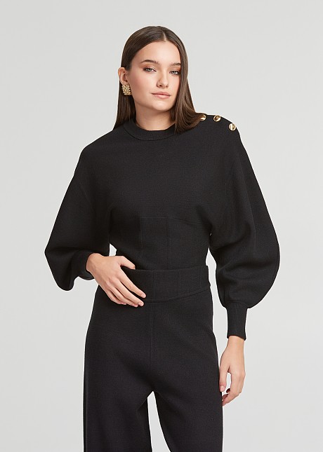 Knitted blouse with bat sleeves