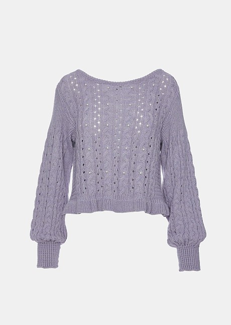 Sweater with frills and pearls