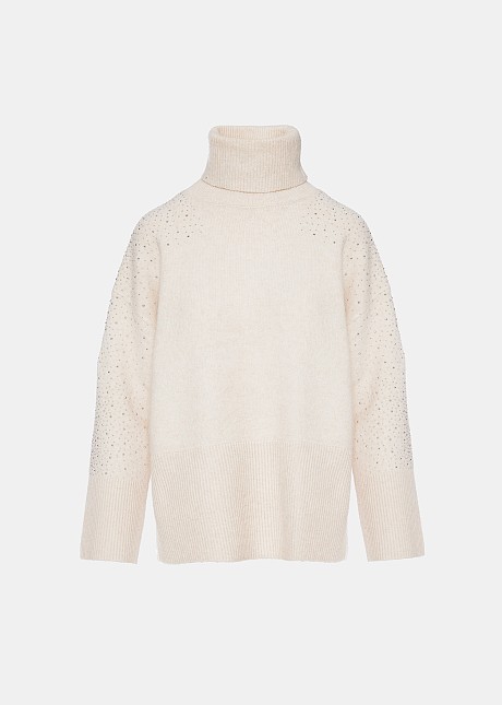 Turtleneck sweater with stones