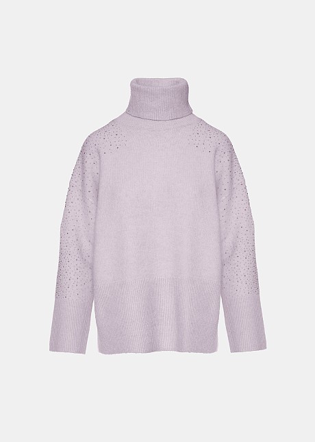 Turtleneck sweater with stones