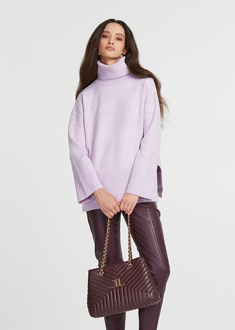 Turtleneck sweater with stones