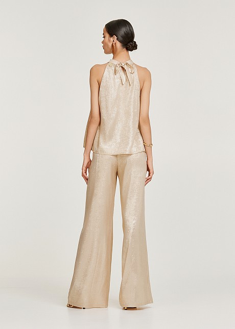 Halter neck blouse in foil look