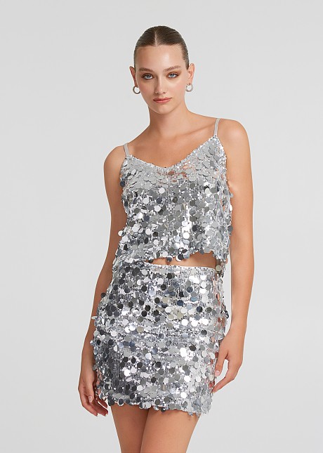 Sequined crop top