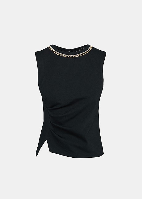 Elasticated blouse with necklace