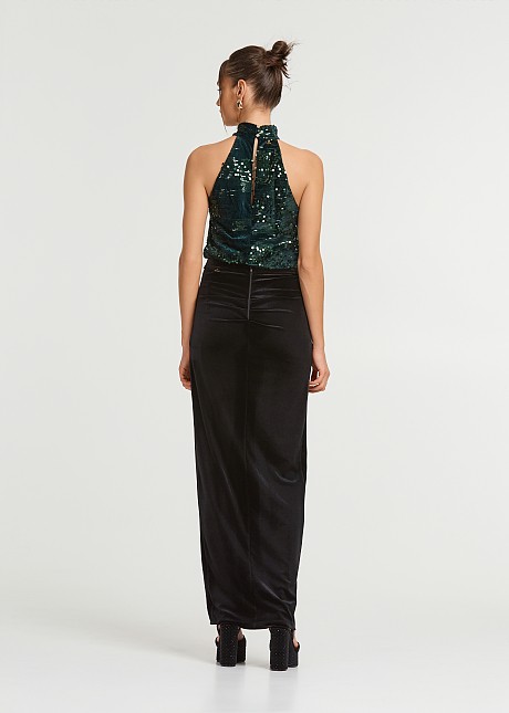 Top with sequins and mixed fabrics