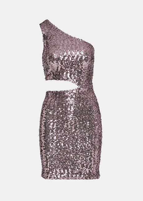 Mini one shoulder sequin dress with cut out