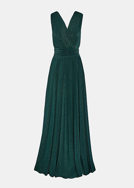 Maxi pleated lurex dress