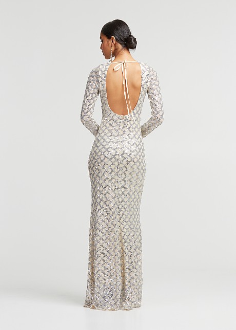 Maxi dress with sequin and open back