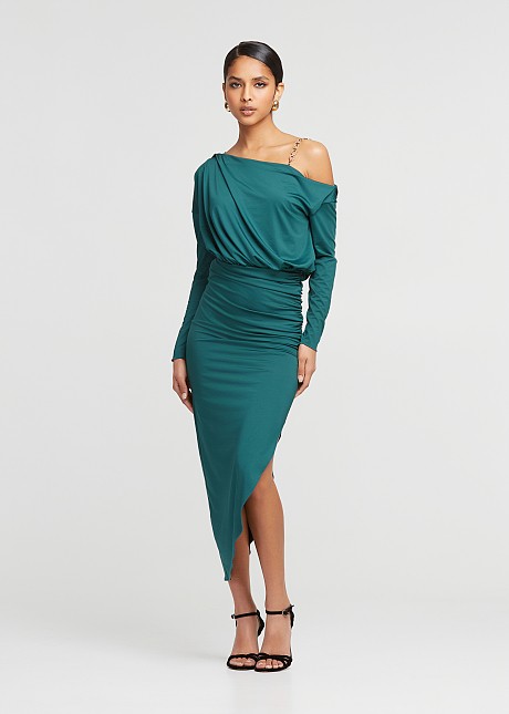 One shoulder midi slim fit dress