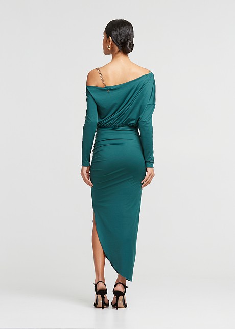 One shoulder midi slim fit dress