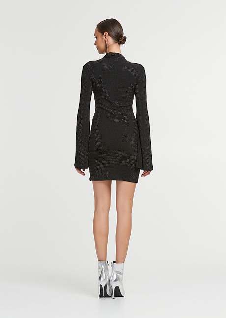 Mini long-sleeved dress with strass