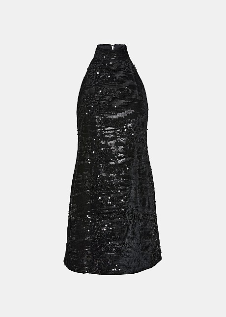 Mini sequin dress in velvet look