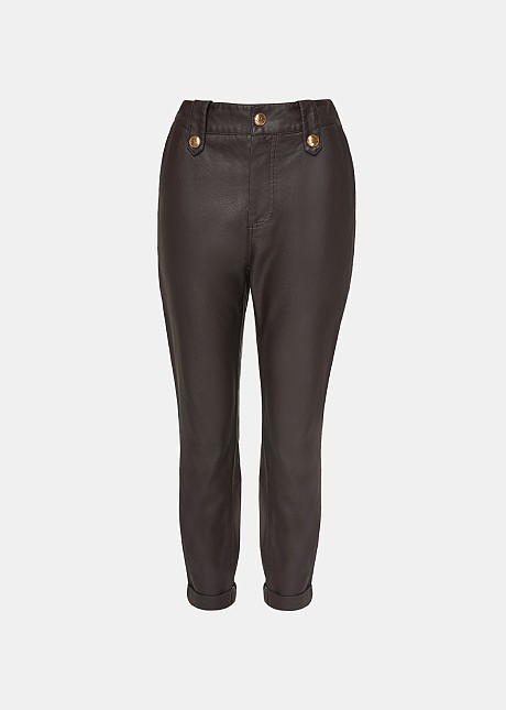 Pantaloni chino cu aspect de piele