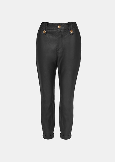 Pantaloni chino cu aspect de piele