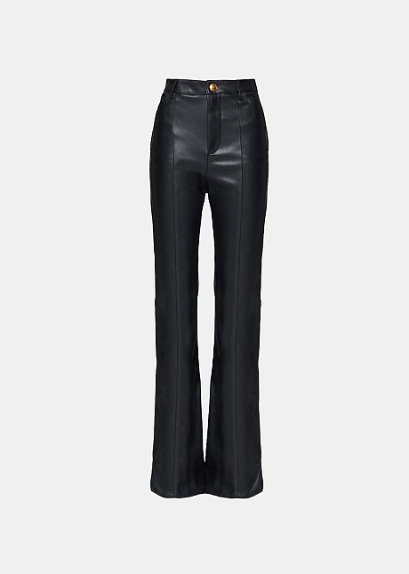 Wide leg pants in leather look