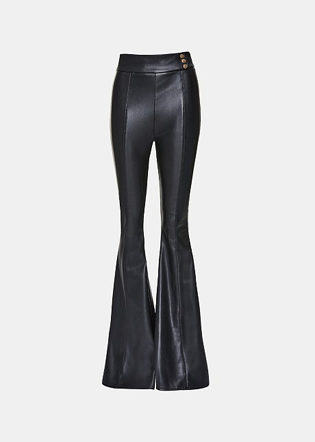 Bell pants in leather look