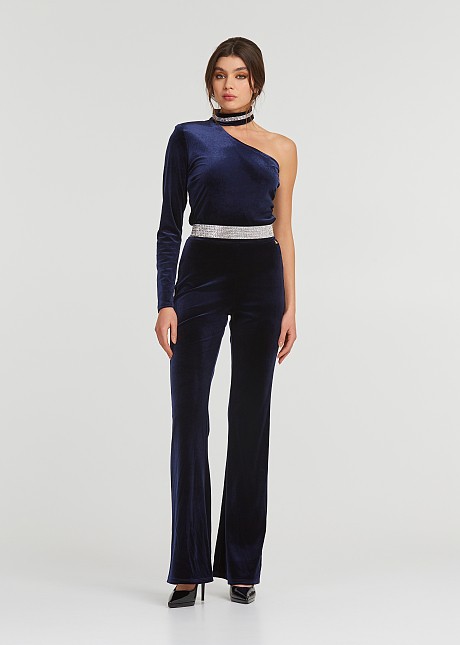 Bell pants in velvet look