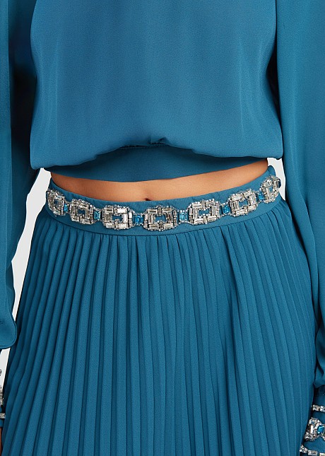 Pleated  maxi skirt with rhinestones