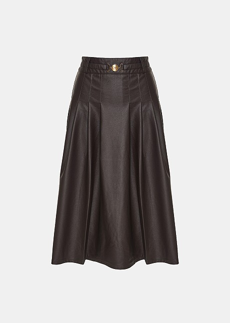 Faux leather pleated skirt