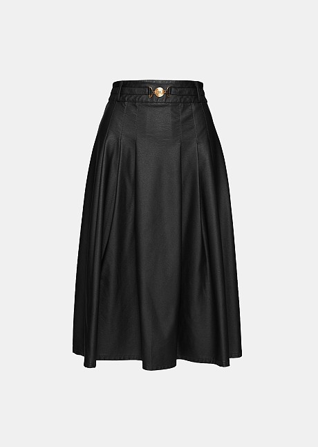 Faux leather pleated skirt