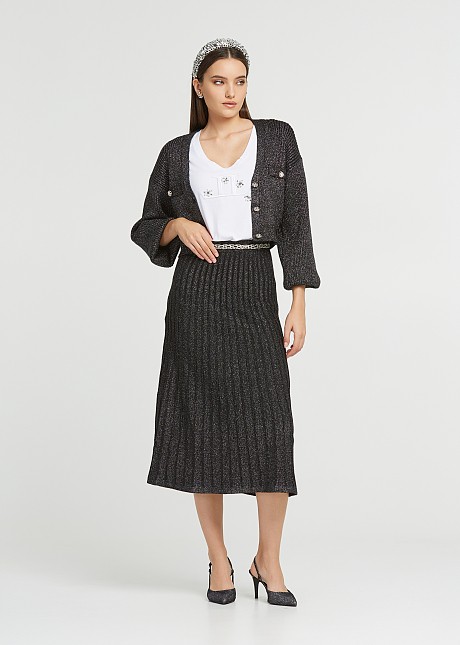 Lurex skirt with rib knit