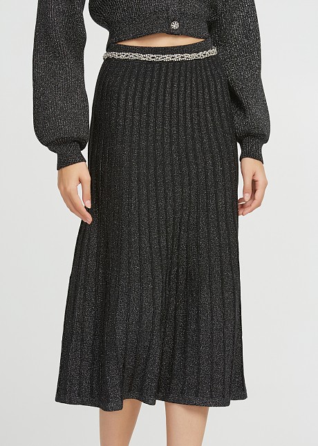 Lurex skirt with rib knit