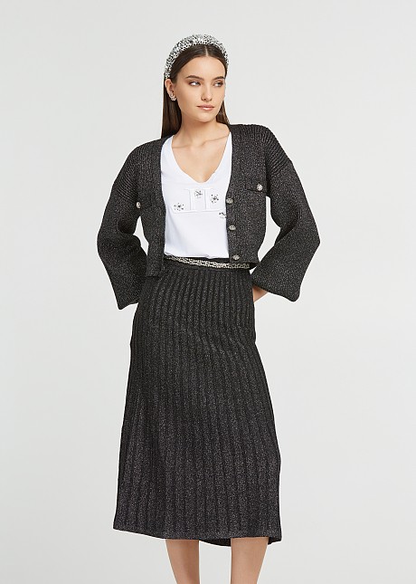 Lurex skirt with rib knit