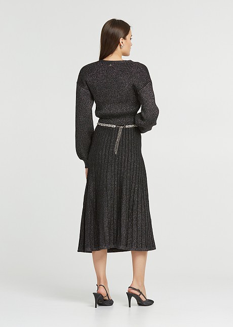 Lurex skirt with rib knit