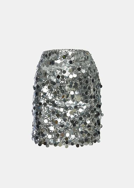 Silver sparkle discs mini skirt