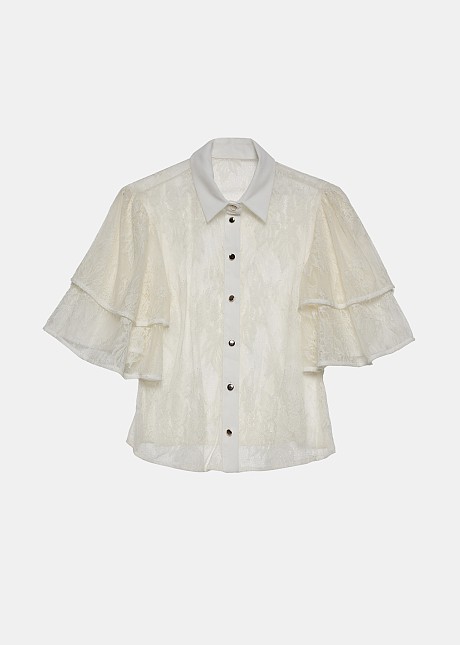 Lace shirt with frilled sleeves