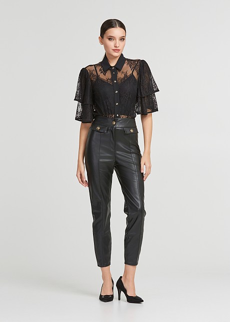 Lace shirt with frilled sleeves