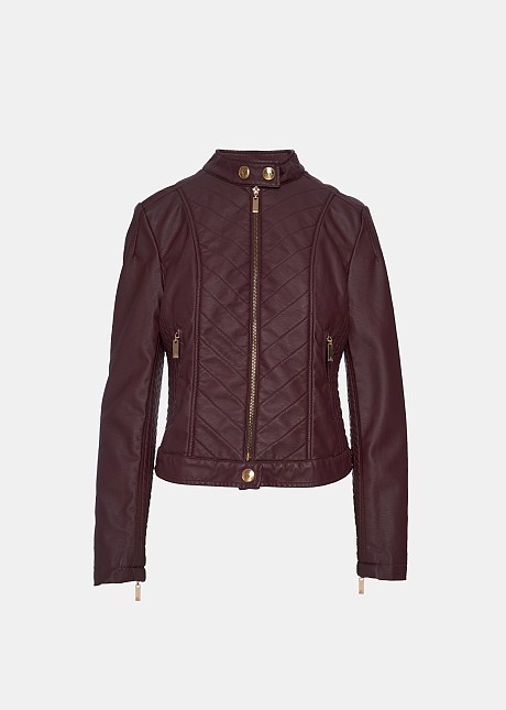 Qulited biker jacket in leather look