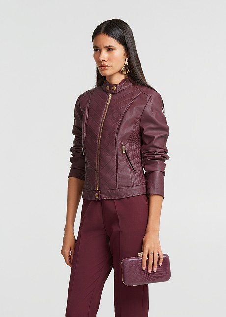 Qulited biker jacket in leather look