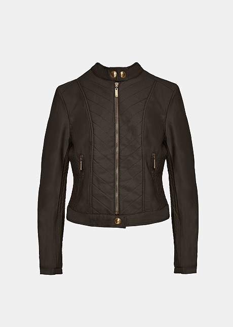 Qulited biker jacket in leather look