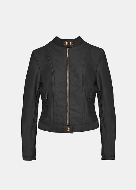 Qulited biker jacket in leather look