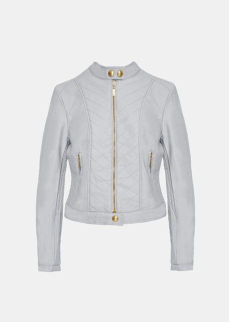 Qulited biker jacket in leather look